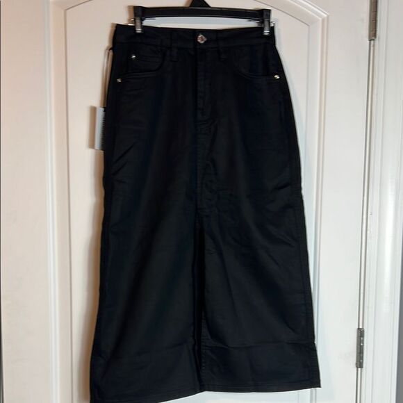 BNWT - WEWOREWHAT HIGH RISE BLACK DENIMN COTTON MIDI SKIRT - 25 - Picture 2 of 6